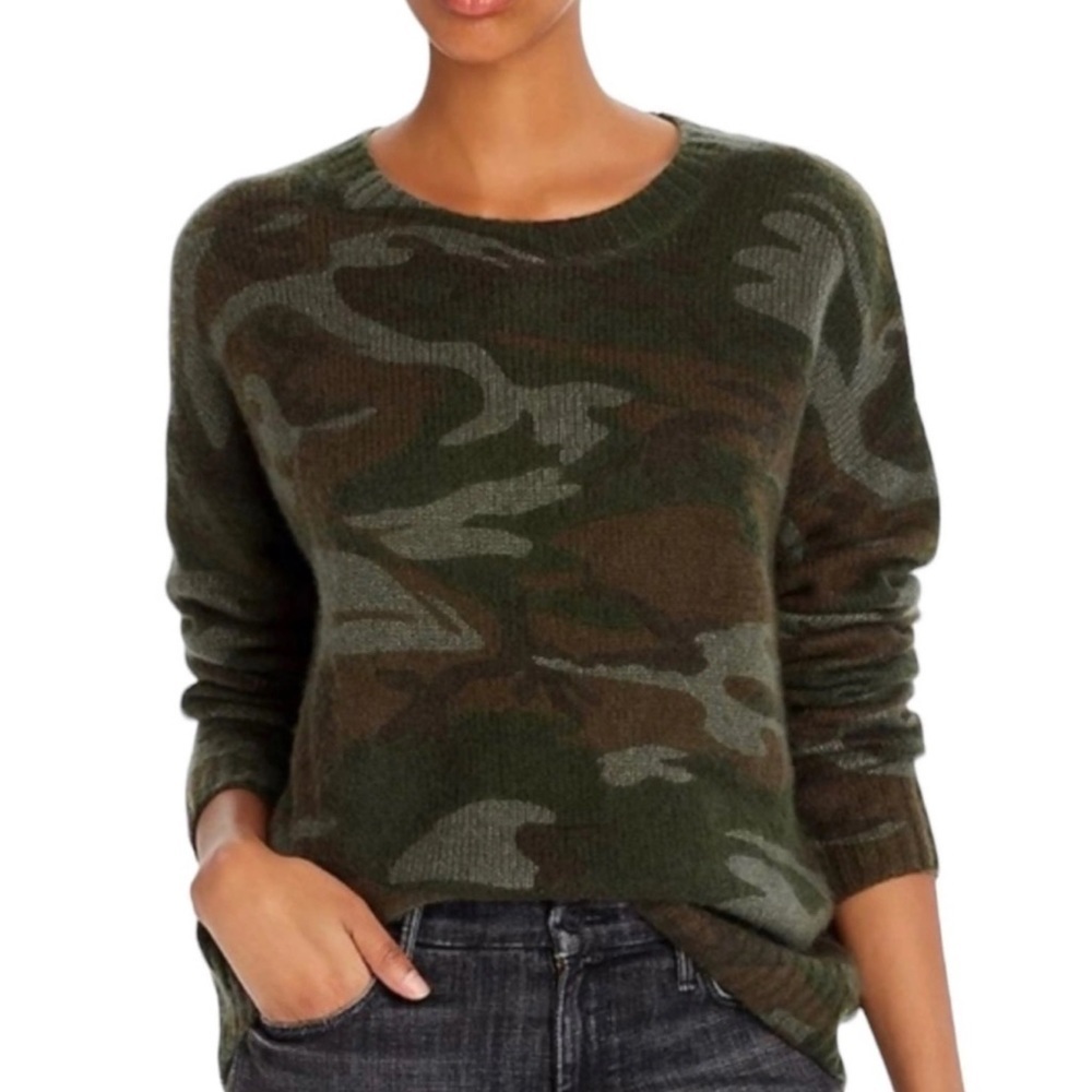 Rails Perci Green Jungle Camo 100% Wool Crewneck Sweater small